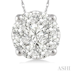 1/8 ctw Lovebright Round Cut Diamond Pendant in 14K White Gold with Chain