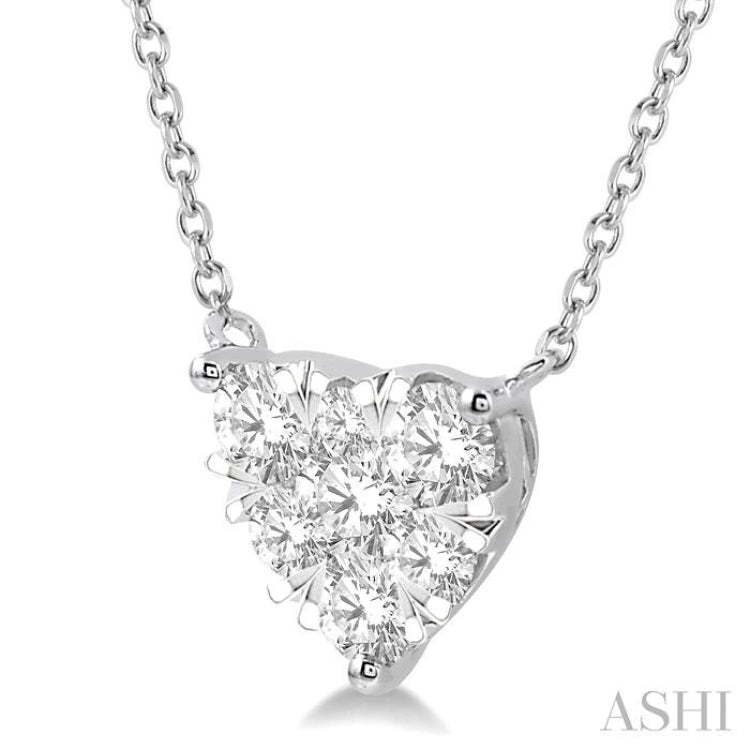 1 ctw Lovebright Diamond Heart Pendant With Chain in 14K White Gold
