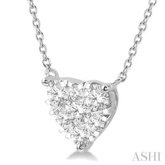 1 ctw Lovebright Diamond Heart Pendant With Chain in 14K White Gold