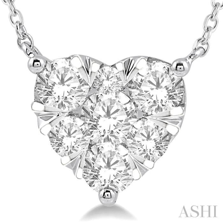 1 ctw Lovebright Diamond Heart Pendant With Chain in 14K White Gold