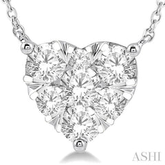 1 ctw Lovebright Diamond Heart Pendant With Chain in 14K White Gold