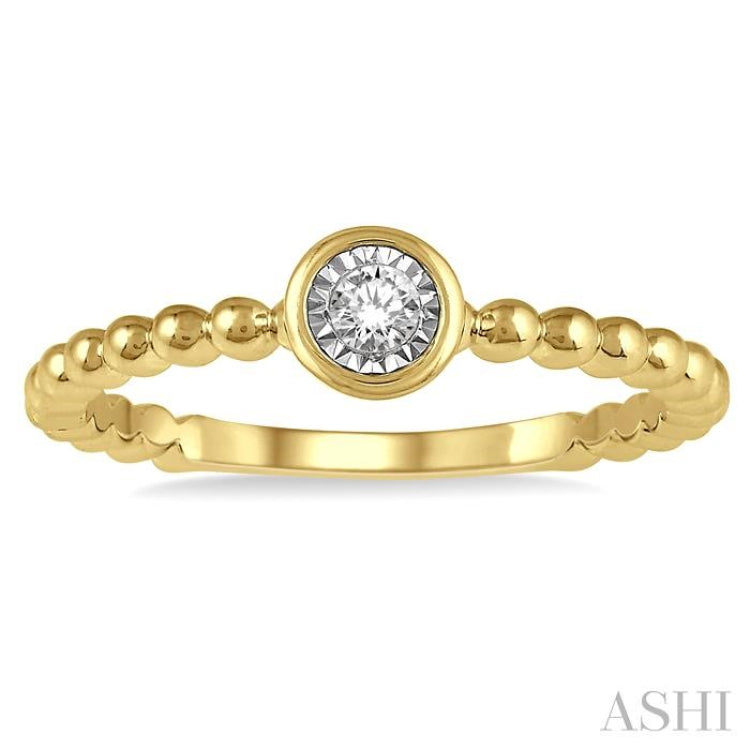 1/50 ctw Round Cut lattice Diamond Promise Ring in Ball Shape 10K Yellow Gold