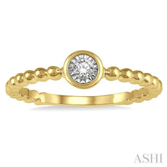 1/50 ctw Round Cut lattice Diamond Promise Ring in Ball Shape 10K Yellow Gold