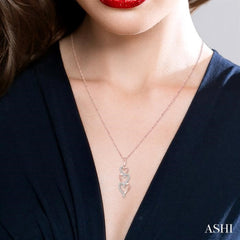 1/8 ctw Ascending Interlocked Heart Round Cut Diamond Pendant With Link Chain in 10K Rose Gold
