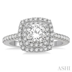 1 ctw Round Cut Center Stone Diamond Ladies Engagement Ring in 14K White Gold
