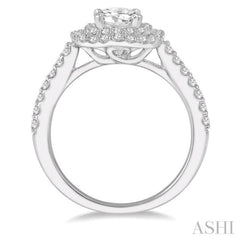 1 ctw Round Cut Center Stone Diamond Ladies Engagement Ring in 14K White Gold