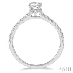 5/8 ctw Princess Center Stone Ladies Engagement Ring with 3/8 Ct Princess Cut Center Stone in 14K White Gold