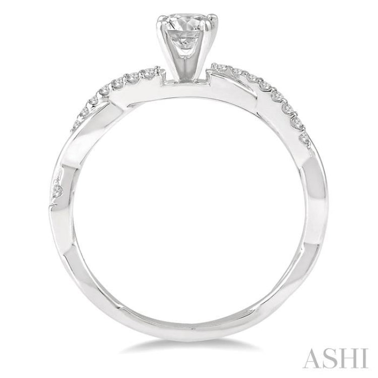 1/10 ctw Round Center Semi-Mount Diamond Engagement Ring in 14K White Gold
