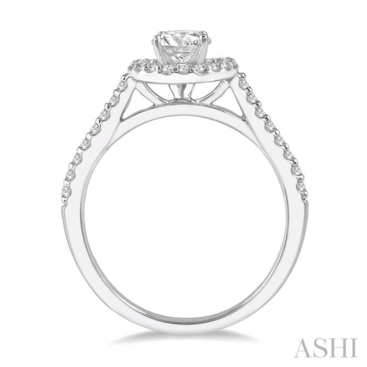 3/8 ctw Diamond Ladies Engagement Ring with 1/4 Ct Round Cut Center Stone in 14K White Gold