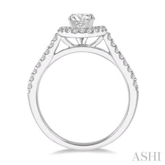 3/8 ctw Diamond Ladies Engagement Ring with 1/4 Ct Round Cut Center Stone in 14K White Gold