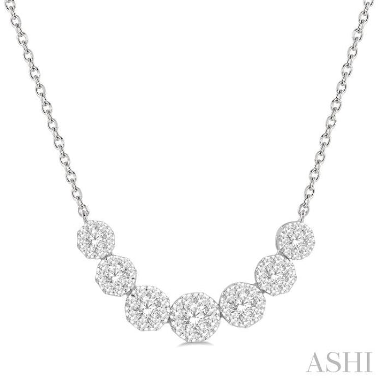 3/4 ctw Round Cut Diamond Lovebright Necklace in 14K White Gold