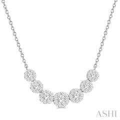 3/4 ctw Round Cut Diamond Lovebright Necklace in 14K White Gold