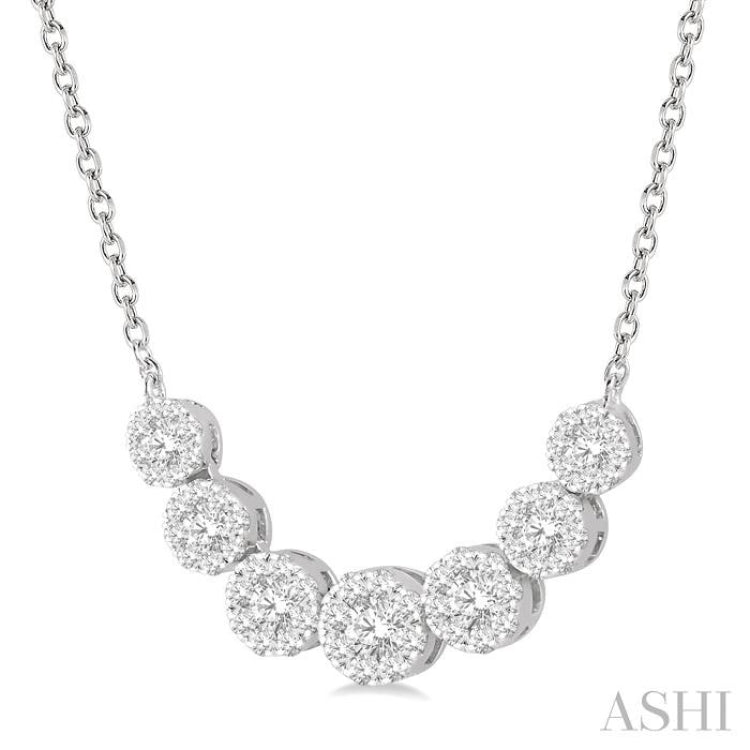 3/4 ctw Round Cut Diamond Lovebright Necklace in 14K White Gold