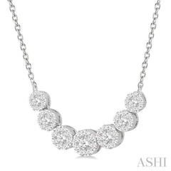 3/4 ctw Round Cut Diamond Lovebright Necklace in 14K White Gold