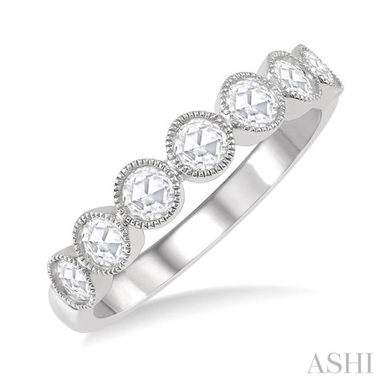 1/2 ctw Jointed Discs Rose Cut Diamond Stack Band in 14K White Gold