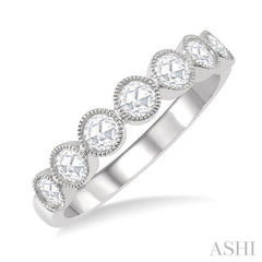 1/2 ctw Jointed Discs Rose Cut Diamond Stack Band in 14K White Gold