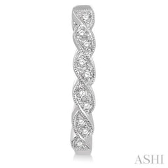 1/6 ctw Braided Pattern Round Cut Diamond Hoop Earrings in 10K White Gold