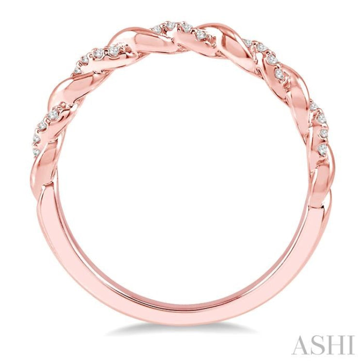 1/10 ctw Twisted Round Cut Diamond Stackable Band in 14K Rose Gold