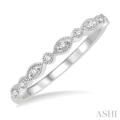 1/10 ctw Marquise & Circular Mount Round Cut Diamond Stackable Band in 14K White Gold