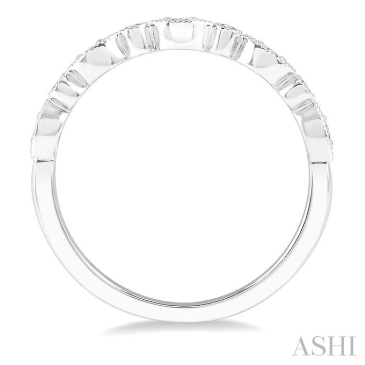 1/10 ctw Marquise & Circular Mount Round Cut Diamond Stackable Band in 14K White Gold