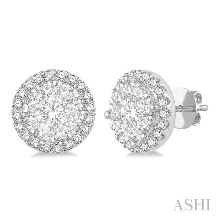 1 ctw Lovebright Round Cut Diamond Stud Earrings in 14K White Gold