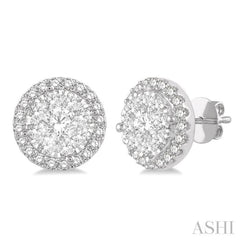 1 ctw Lovebright Round Cut Diamond Stud Earrings in 14K White Gold