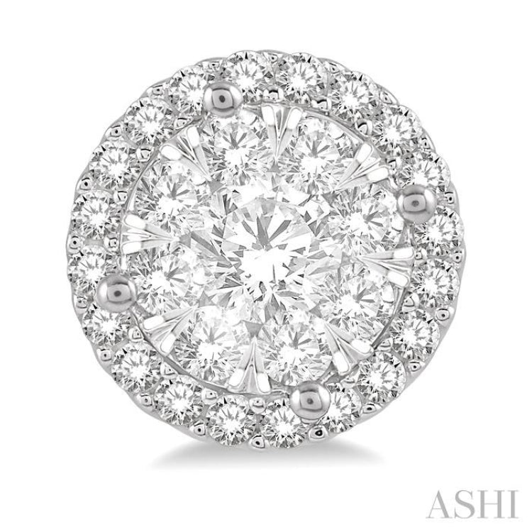 1 ctw Lovebright Round Cut Diamond Stud Earrings in 14K White Gold