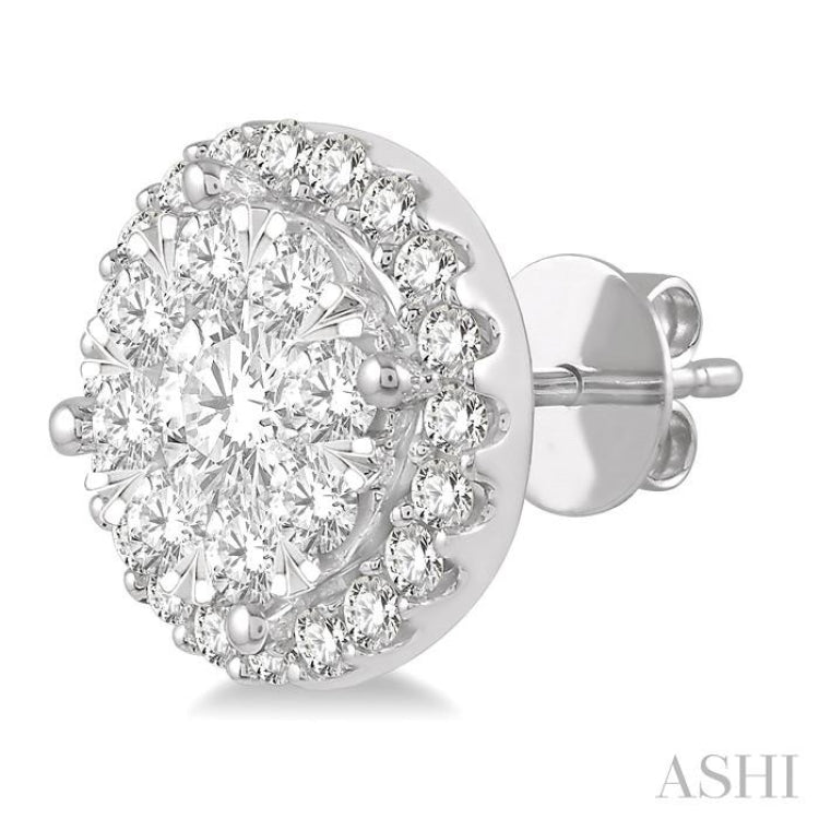 1 ctw Lovebright Round Cut Diamond Stud Earrings in 14K White Gold