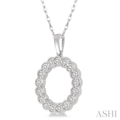 1/8 ctw Circular Lattice Halo Round Cut Diamond Fashion Pendant in 10K White Gold with chain
