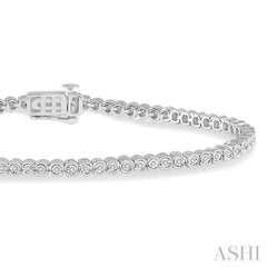 1/4 ctw Round Cut Diamond Miracle Plate Tennis Bracelet in 10K White Gold