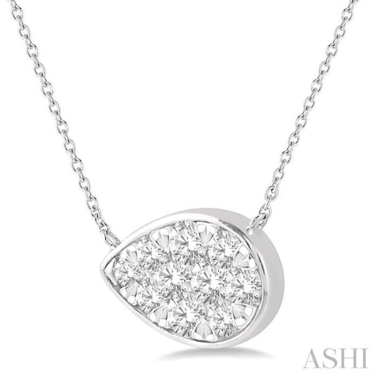 1/2 ctw Pear Shape Lovebright Diamond Pendant With Chain in 14K White Gold