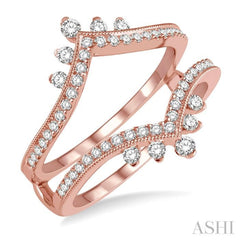 1/2 ctw Pointed Arch Round Cut Diamond Insert Ring in 14K Rose Gold