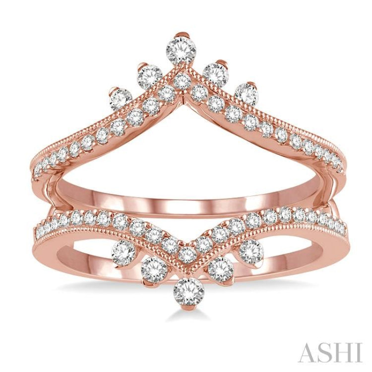 1/2 ctw Pointed Arch Round Cut Diamond Insert Ring in 14K Rose Gold