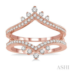 1/2 ctw Pointed Arch Round Cut Diamond Insert Ring in 14K Rose Gold