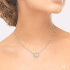 1/2 ctw Oval Shape Lovebright Round Cut Diamond Pendant in 14K White Gold