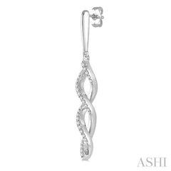 1/5 ctw Swirl Round Cut Diamond Long Earring in 10K White Gold