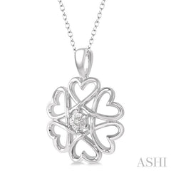 1/50 ctw Infinity Heart Charm Round Cut Diamond Pendant With Chain in Sterling Silver