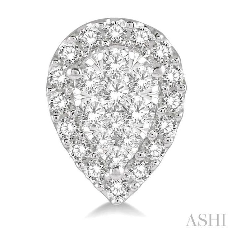 1/2 ctw Pear Shape Lovebright Diamond Stud Earrings in 14K White Gold