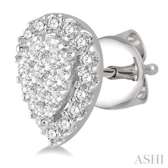 1/2 ctw Pear Shape Lovebright Diamond Stud Earrings in 14K White Gold