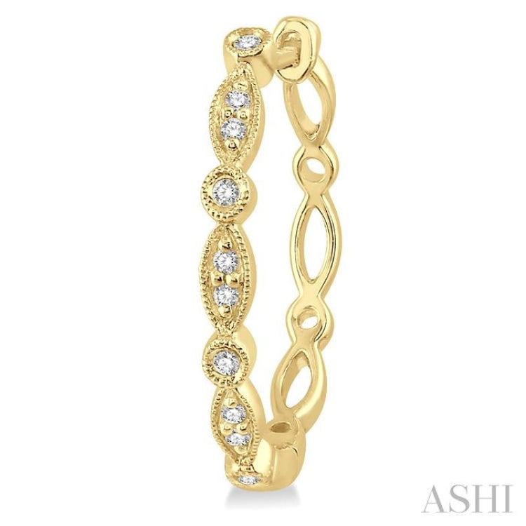 1/6 ctw Marquise & Circle Motif Round Cut Diamond Hoop Earrings in 10K Yellow Gold
