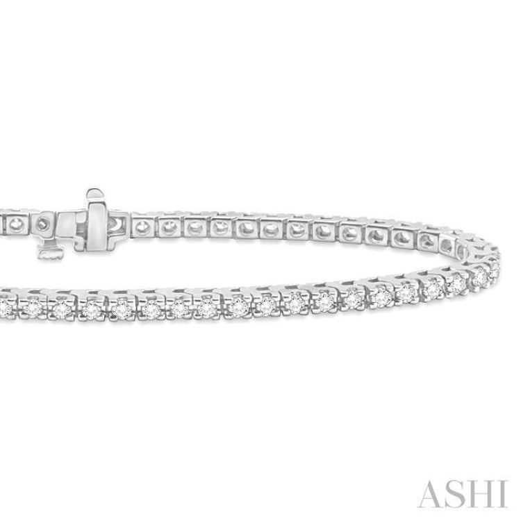 2 ctw Square Shape Round Cut Diamond Tennis Bracelet in 14K White Gold