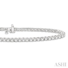 2 ctw Square Shape Round Cut Diamond Tennis Bracelet in 14K White Gold