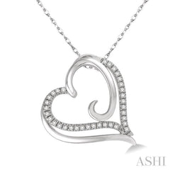 1/10 ctw Round Cut Diamond Heart Pendant in 10K White Gold with Chain