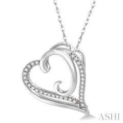 1/10 ctw Round Cut Diamond Heart Pendant in 10K White Gold with Chain