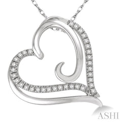 1/10 ctw Round Cut Diamond Heart Pendant in 10K White Gold with Chain