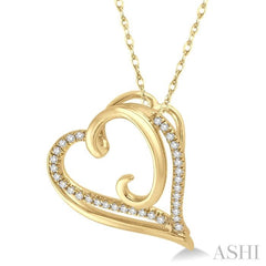 1/10 ctw Round Cut Diamond Heart Pendant in 10K Yellow Gold with Chain