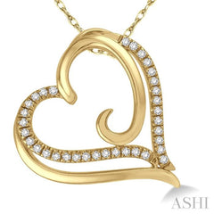 1/10 ctw Round Cut Diamond Heart Pendant in 10K Yellow Gold with Chain