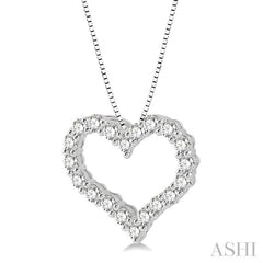 1 ctw Heart Shape Round Cut Diamond Pendant With Chain in 14K White Gold