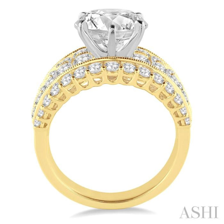 2 1/10 ctw Diamond Semi-mount Engagement Ring in 14K Yellow and White Gold