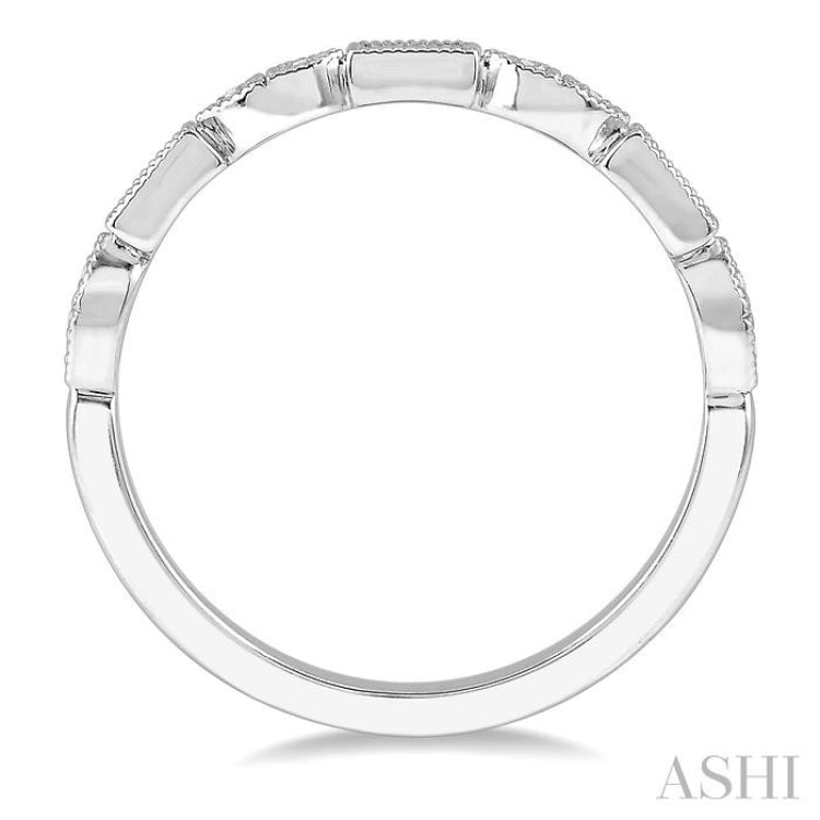 1/10 ctw Baguette & Round Cut Diamond Stackable Band in 14K White Gold